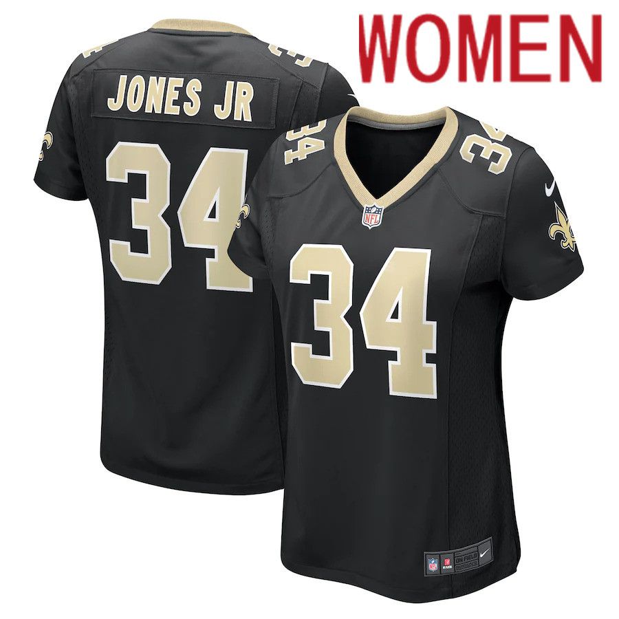 Women New Orleans Saints 34 Tony Jones Jr. Nike Black Player Game NFL Jersey